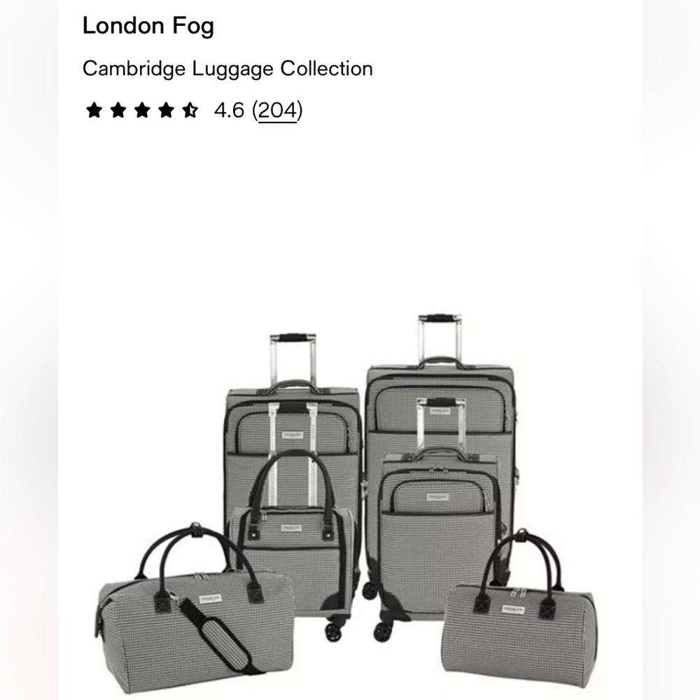 London Fog Classic Satchel Cambridge 16" Black & White Houndstooth Unisex Bag - Picture 14 of 16